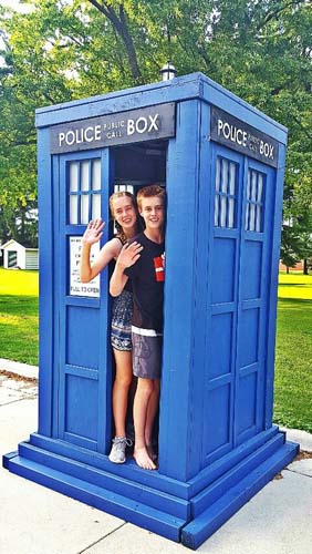 Maddy and Dane in the TARDIS