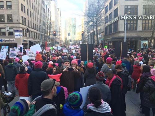 Women's March in Seattle Crowd 01