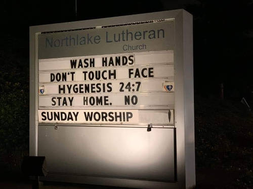 Coronavirus-related Sign Northlake Lutheran
